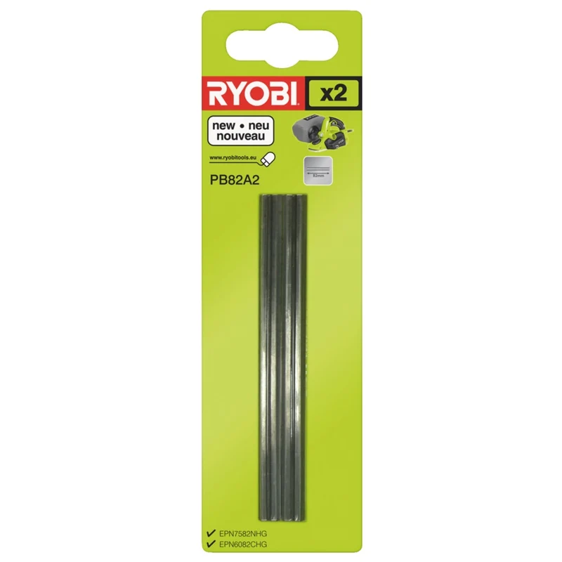 RYOBI HM-Hobel-Wendemesser PB82A2 (2er-Pack Hobelmesser, Länge: 82 mm, für R18PL-0, EPN7582NHG, EPN6082CHG)
