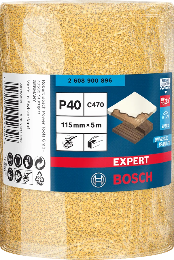 Bosch EXPERT Schleifpapierrolle C470 zum Handschleifen 115 x 5000 mm