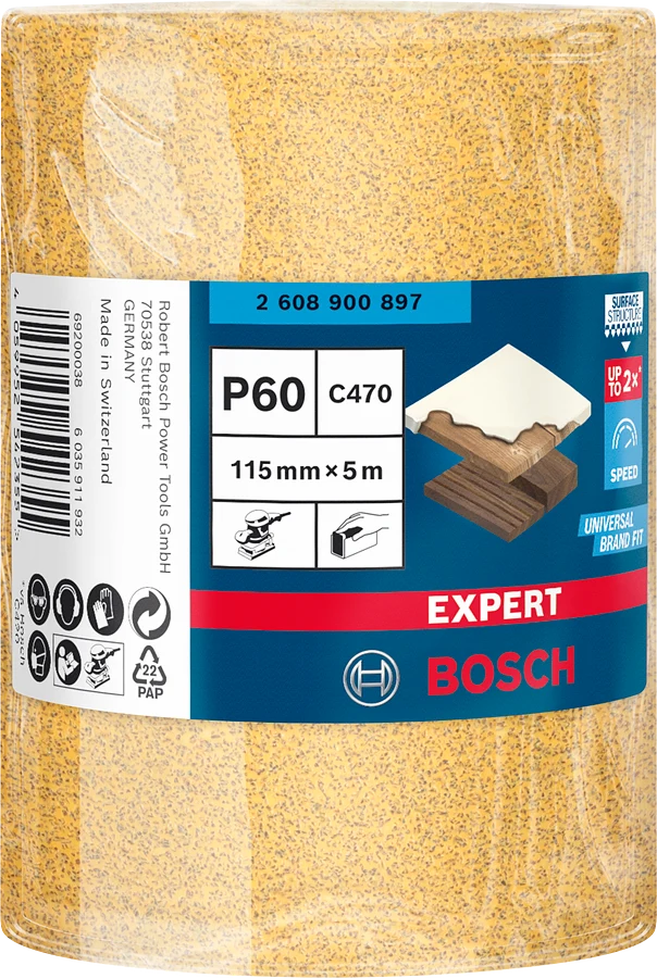 Bosch EXPERT Schleifpapierrolle C470 zum Handschleifen 115 x 5000 mm