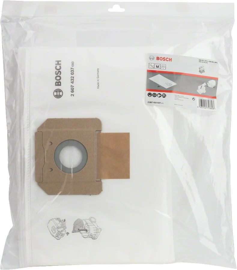 Bosch Vliesfilterbeutel für GAS 35 L AFC; GAS 35 L SFC+; GAS 35 M AFC (Ersatzbeutel für Industriestaubsauger)