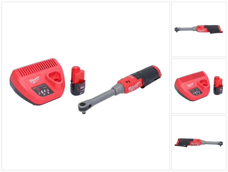Milwaukee M12 FHIR38LR-301 Hochgeschwindigkeits Akku Ratsche Lang 12 V 47 Nm 3/8" + 1x Akku 3,0 Ah + Ladegerät