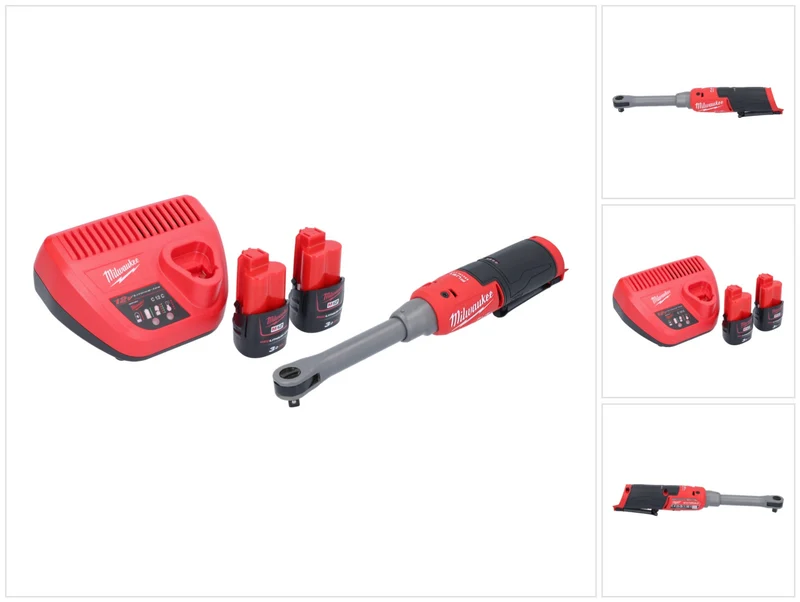 Milwaukee M12 FHIR38LR-302 Hochgeschwindigkeits Akku Ratsche Lang 12 V 47 Nm 3/8" + 2x Akku 3,0 Ah + Ladegerät