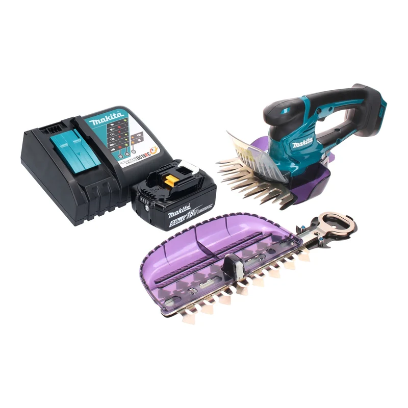 Makita DUM 604 RTX Akku Grasschere 18 V + Strauchscherblatt + 1x Akku 5,0 Ah + Ladegerät
