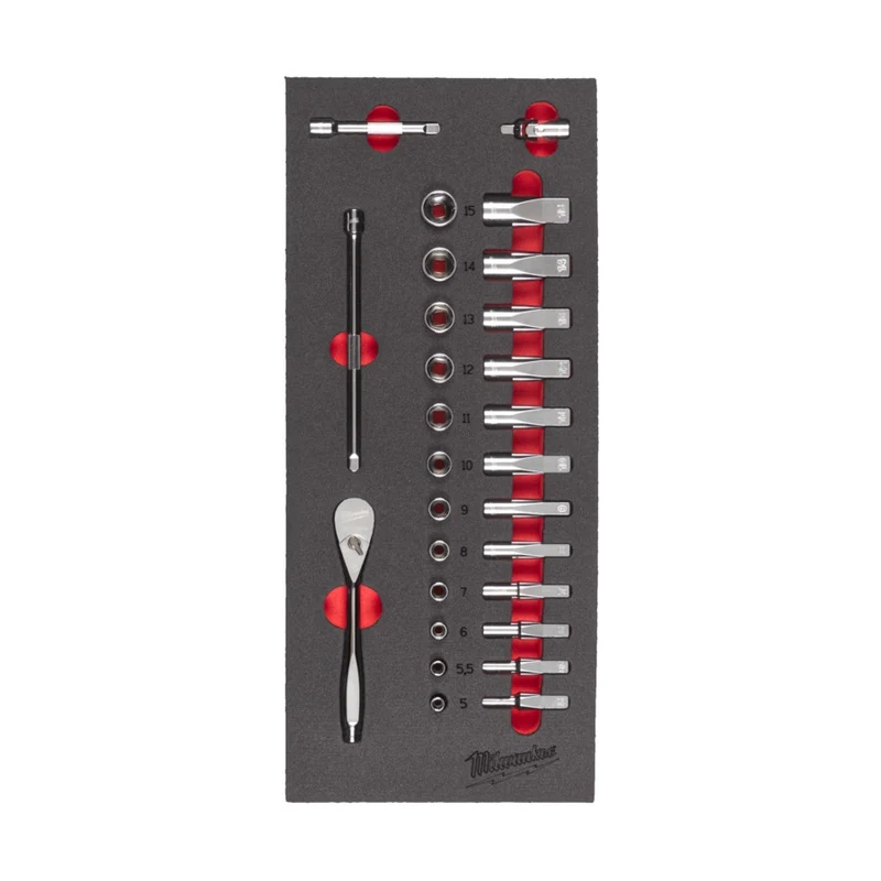 Milwaukee Einlage 1/4" Ratsche mit Steckschlüsseleinsätzen 28 tlg. (4932479824)