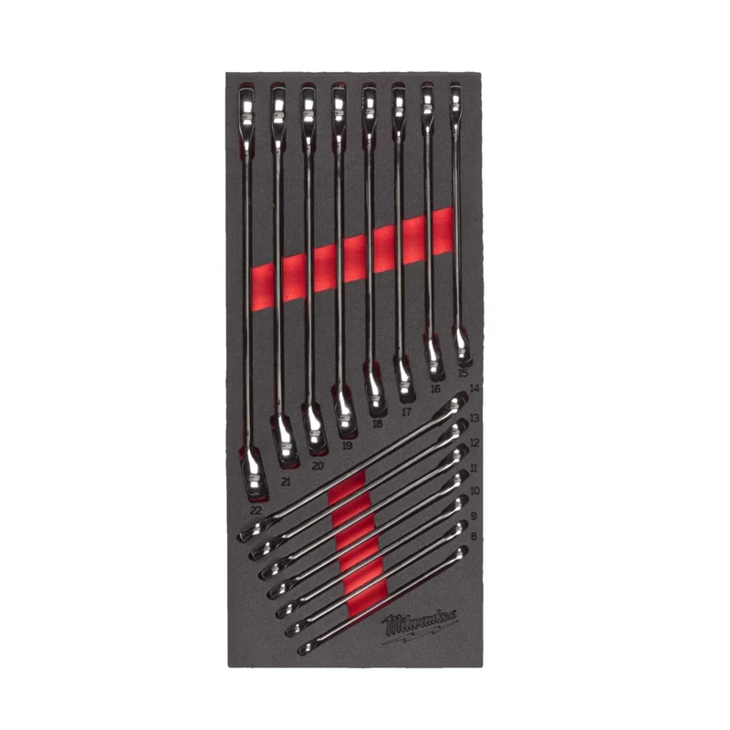 Milwaukee 15-teilige Einlage für Werkstattwagen 78 cm MAX BITE Ringmaulschlüssel Einlage