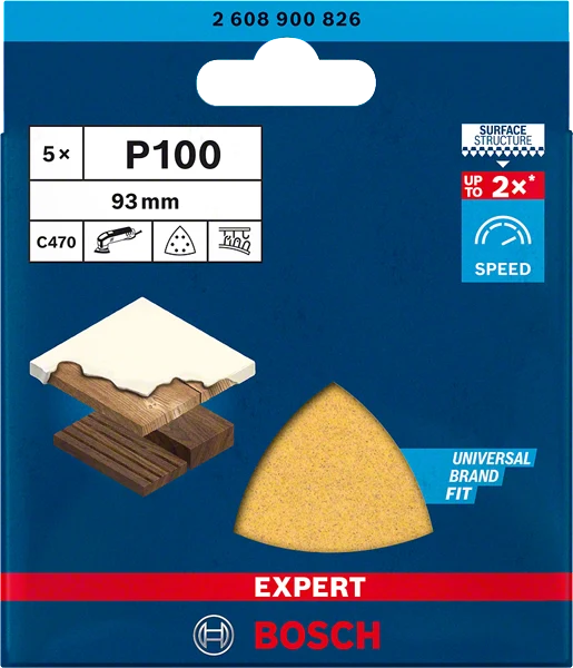 Bosch EXPERT C470 Schleifblatt 93 x 93 mm (5er-Pack, 6 Löcher, für Deltaschleifer)