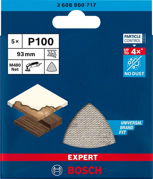 Bosch EXPERT M480 Schleifnetz 93 x 93 mm (10er-Pack, für Deltaschleifer, für Holz, Farbe, Trockenbauwände)