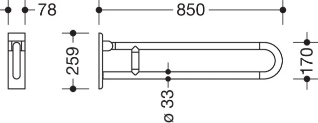 HEWI Stützklappgriff drehb. Ser 801