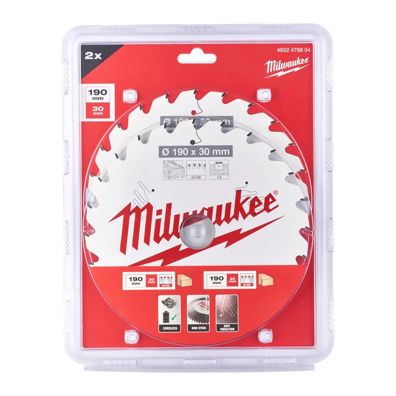 Milwaukee Kreissägeblatt Doppelpack 190x30 mm 24 Zähne 1.6 mm Schnittbreite 2 Stk.