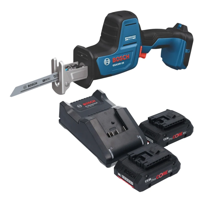 Bosch GSA 18V-24 Professional Akku Säbelsäge 18 V 230 mm Brushless + 2x ProCORE Akku 4,0 Ah + Ladegerät