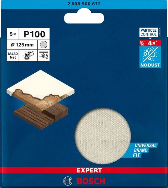 Bosch EXPERT M480 Schleifnetzscheibe Ø 125 mm (5er-Pack, für Exzenterschleifer, für Holz, Farbe, Trockenbauwände)