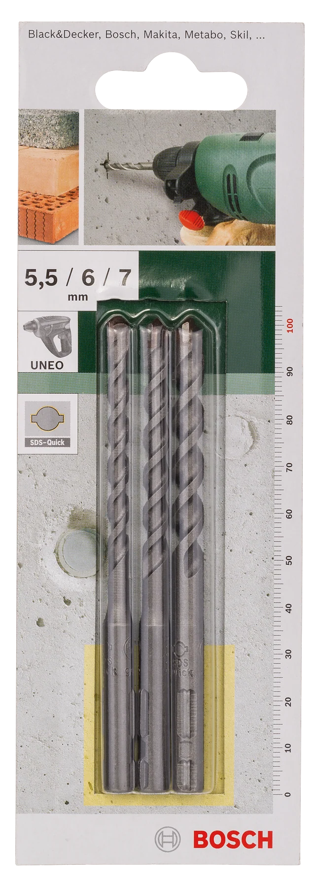 Bosch Uneo Bohrer-Set für Beton / Naturstein mit SDS-Quick Ø 5.5/6/7 mm 3tlg.