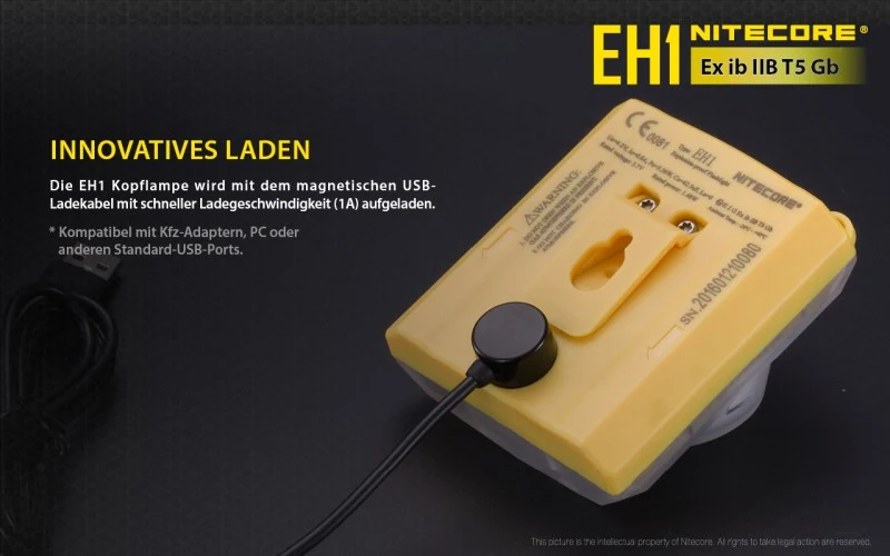 Nitecore EH1 Kopflampe CREE XP-G2 S3 LED 260 Lumen - ex-geschützte Lampe
