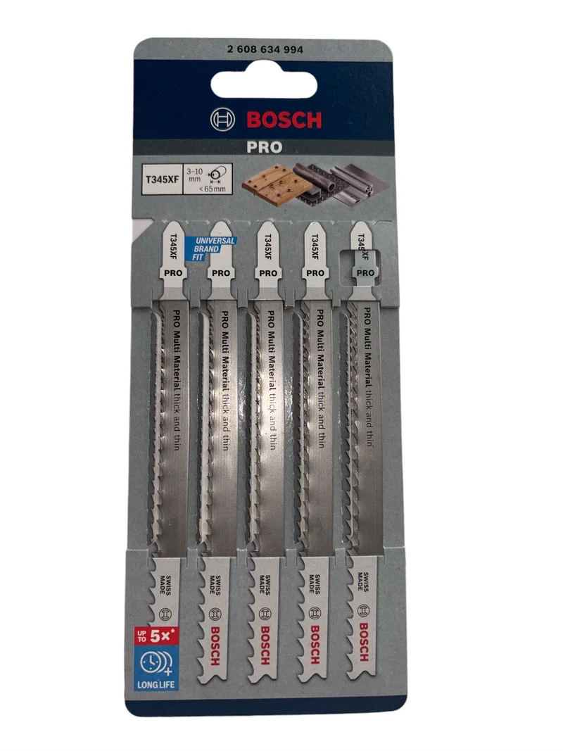 Bosch PRO Stichsägeblatt T345XF Multi Material thick and thin (5 tlg. 132 mm, Schnitte in verschiedenen Materialien)
