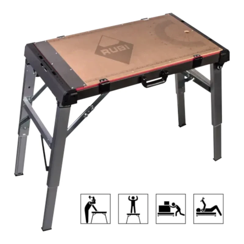 Rubi Klappbarer Arbeitstisch 4-in-1 Werkbank / Gerüst / Transportroller / Trage ( 66924 )