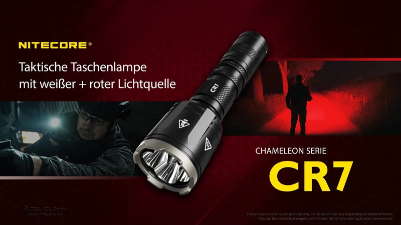 Nitecore Taschenlampe Chameleon CR7 - 2500 Lumen Weißlicht, 370 Lumen rotes Licht