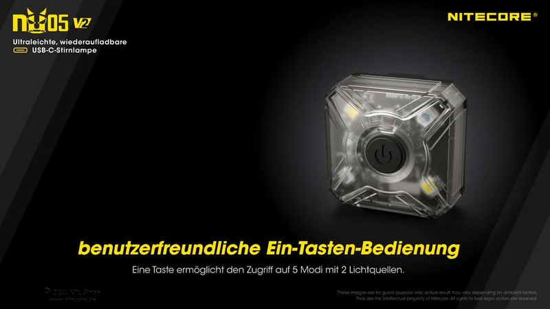 Nitecore Stirnlampe NU05 V2 KIT - USB-C, 40 Lumen