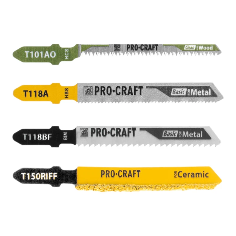 Procraft JB10 Stichsägeblatt Set 10 tlg. 1 - 50 mm für Holz, Metall und Keramik