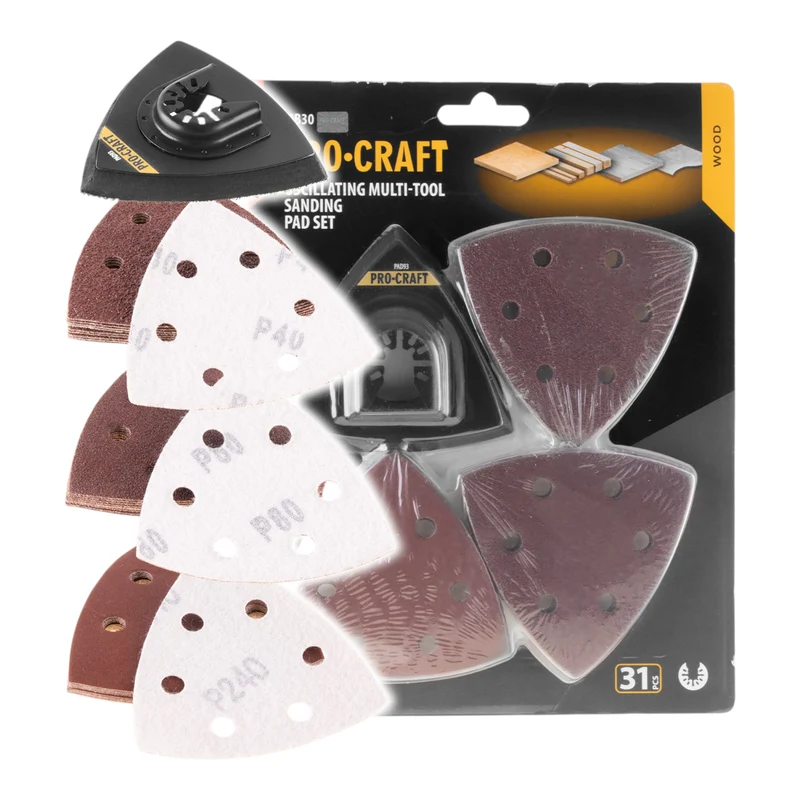 Procraft MB30 Schleif Set 31 tlg. P40 / P80 / P240 für oszillierende Multifunktionswerkzeuge