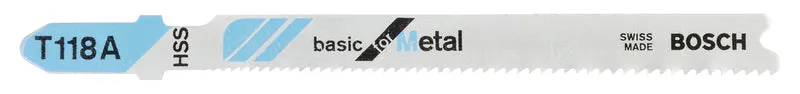 Bosch Stichsägeblatt T 118 A für Metall (5er-Pack, Basic for Metal, für saubere gerade Schnitte, T-Schaft)