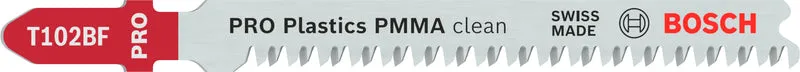 Bosch PRO Plastics PMMA clean T102BF Stichsägeblatt (5er-Pack, Länge: 92 mm, Präzises Schneiden von Kunststoffen)