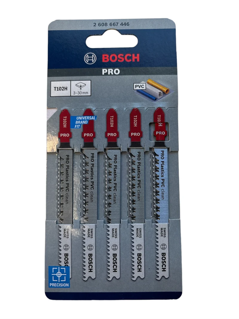 Bosch PRO Plastics PVC clean T102H Stichsägeblatt, 100 mm, 5-tlg.