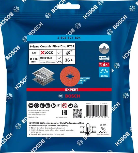Bosch EXPERT X-Lock Fiberscheibe R782 Prisma Ceramic Ø 115/125 mm K 36/60/80/120