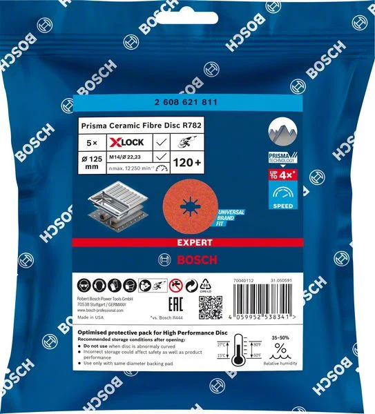 Bosch EXPERT X-Lock Fiberscheibe R782 Prisma Ceramic Ø 115/125 mm K 36/60/80/120
