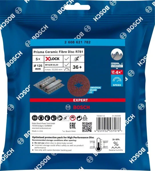 Bosch EXPERT X-Lock Fiberscheibe R781 Prisma Ceramic Fiberscheibe Ø 115/125 mm