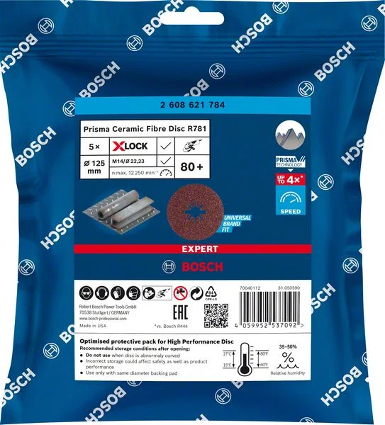 Bosch EXPERT X-Lock Fiberscheibe R781 Prisma Ceramic Fiberscheibe Ø 115/125 mm