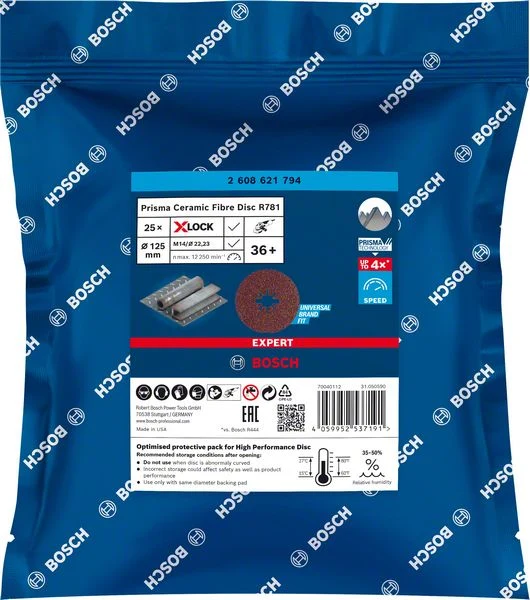 Bosch EXPERT X-Lock Fiberscheibe R781 Prisma Ceramic Fiberscheibe Ø 115/125 mm