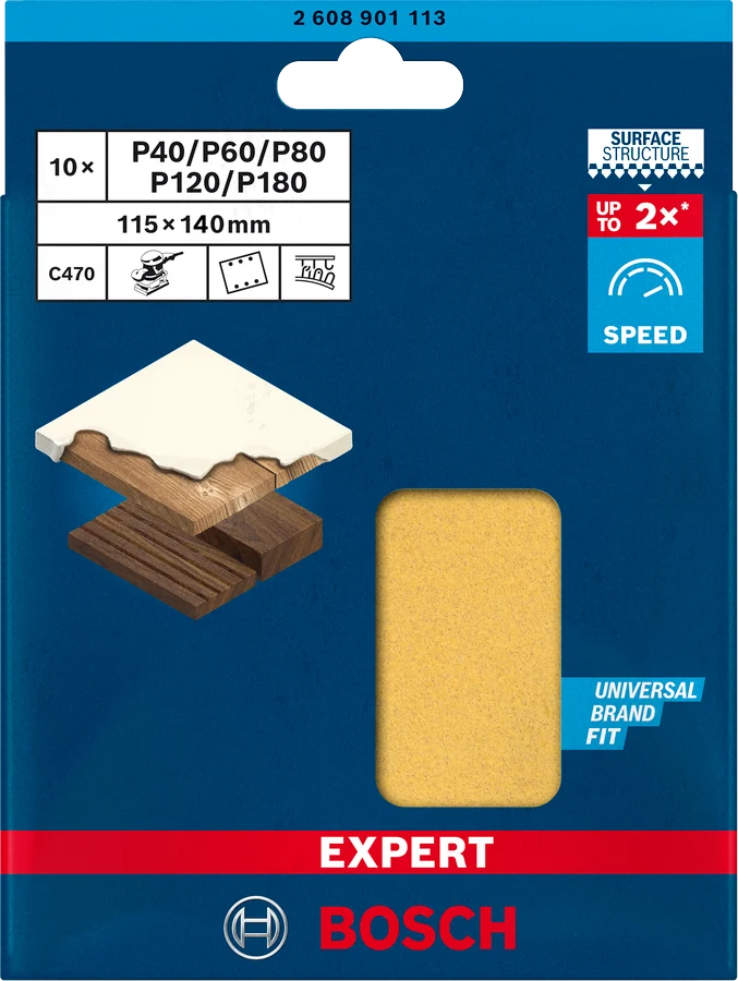 Bosch EXPERT C470 Schleifpapier-Set für Schwingschleifer, 115 x 140 mm, 10-tlg.