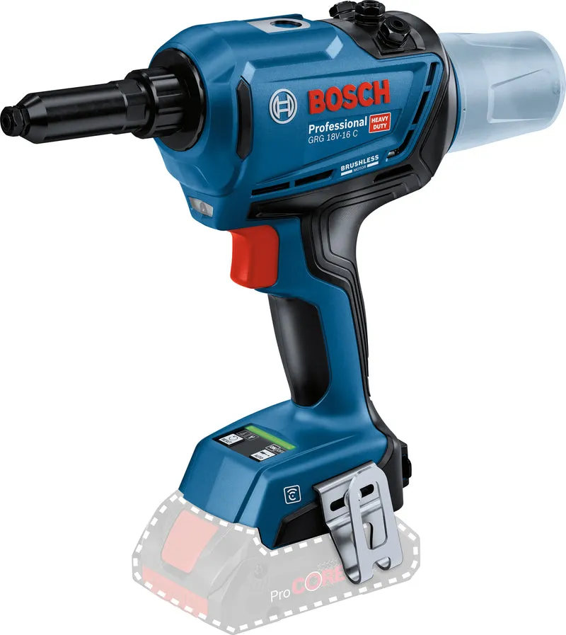 Bosch Akku-Nietpistole GRG 18V-16 C (Niet-Ø: 3 - 6,4 mm, Max. Zugkraft: 16000 N, Hublänge: 0 - 25 mm, ohne Akku in L-BOXX 136)