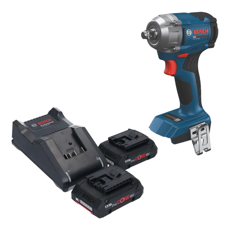 Bosch GDS 18V-350 Professional Akku Drehschlagschrauber 18 V 350 Nm 1/2" Brushless + 2x ProCORE Akku 4,0 Ah + Ladegerät