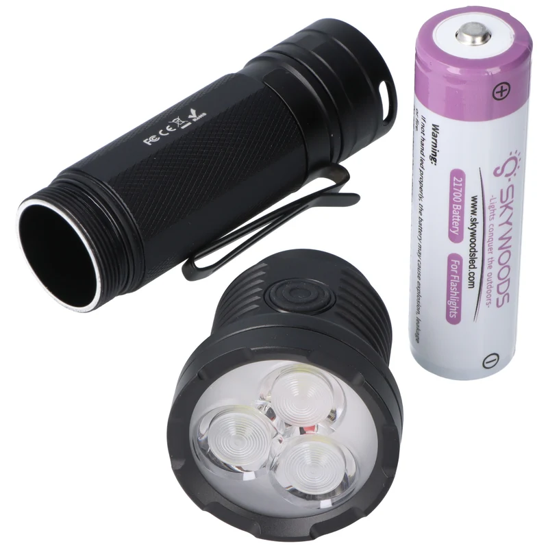 Skywoods Outdoor Lampe OL3000 – 3.000 Lumen, 21700 Akku, USB-C, Schwarz