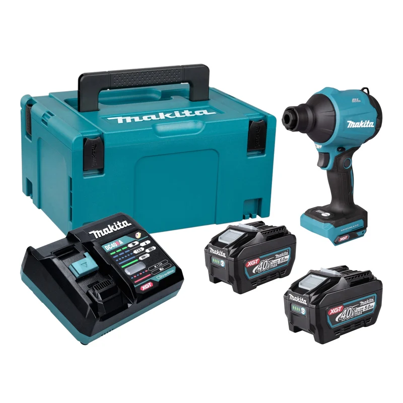 Makita AS 001 GT201 Akku Gebläse 40 V max. Brushless + 2x Akku 5,0 Ah + Ladegerät + Makpac