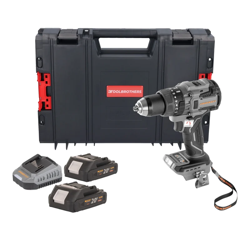 Procraft Industrial CD20B-BB Akku Schlagbohrschrauber 20 V 150 Nm Brushless + 2x Akku 2,0 Ah + Ladegerät + RHINO Toolcase