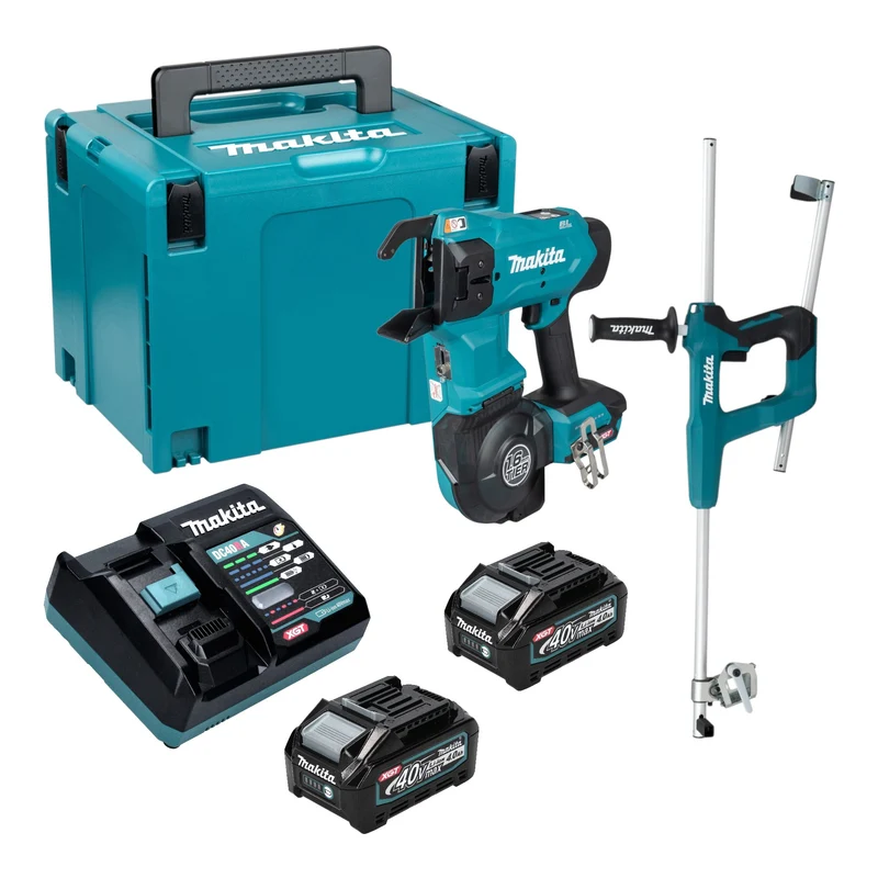 Makita TR 001 GM202 Akku Bewehrungsverbinder 40 V max. 1,6 mm Brushless + 2x Akku 4,0 Ah + Ladegerät + Griffverlängerung + Makpac