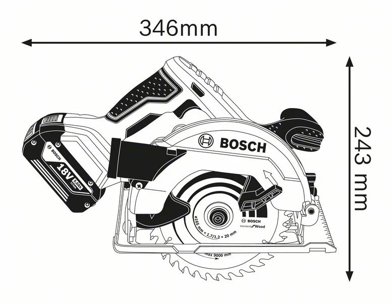 Bosch Professional GKS 18V-57 Akku-Kreissäge ohne Akku/Lader im Karton