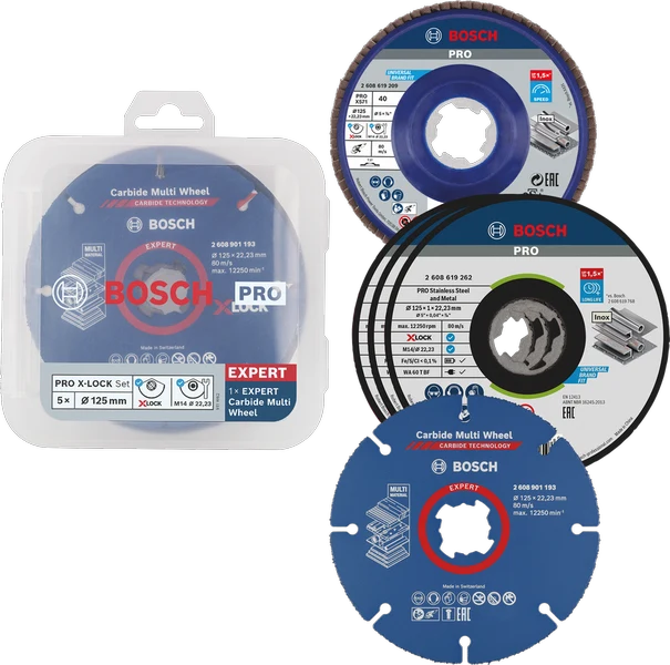 Bosch PRO Trennscheiben X-Lock Set (5 tlg. 125 x 1 x 22,23 mm in Kunststoffbox)