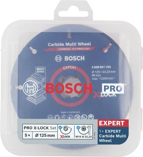 Bosch PRO Trennscheiben X-Lock Set (5 tlg. 125 x 1 x 22,23 mm in Kunststoffbox)