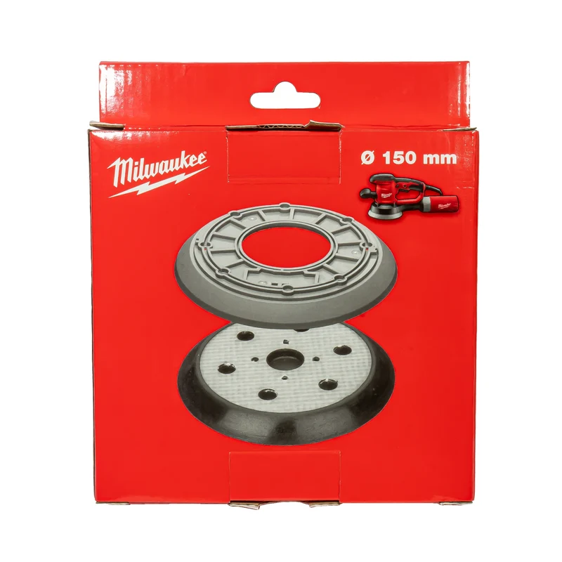 Milwaukee Schleifteller 150 mm für ROS 150 E-2 sowie AEG EXE 400, EXE 450, TXE 150, TX 125 (mit Kletthaftung, 6-Loch, inkl. Manschette, Exzenterschleifer)