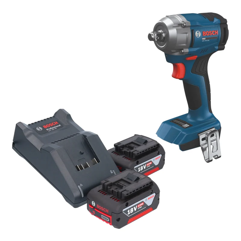 Bosch GDS 18V-350 Professional Akku Drehschlagschrauber 18 V 350 Nm 1/2" Brushless + 2x Akku 4,0 Ah + Ladegerät