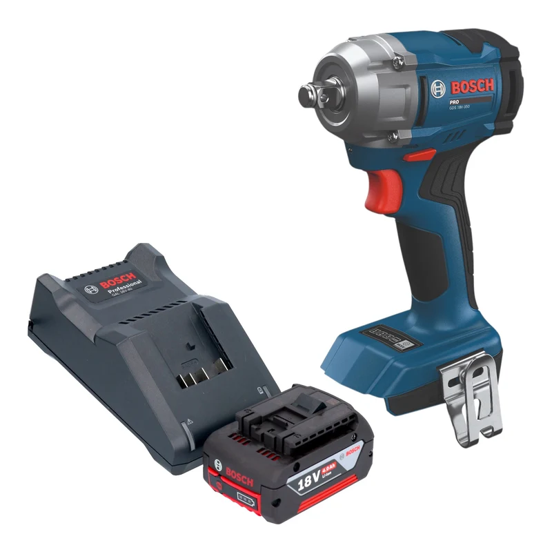 Bosch GDS 18V-350 Professional Akku Drehschlagschrauber 18 V 350 Nm 1/2" Brushless + 1x Akku 4,0 Ah + Ladegerät