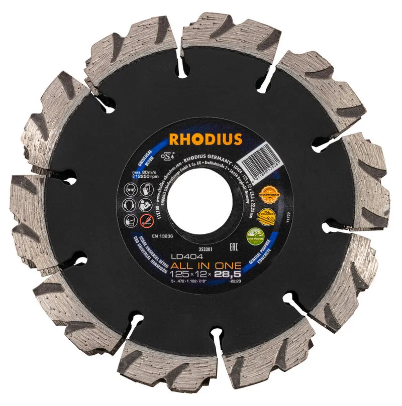Rhodius Diamanttrennscheibe LD404 ALL IN ONE Ø 125 x 12 x 28,5 x 22,23 mm