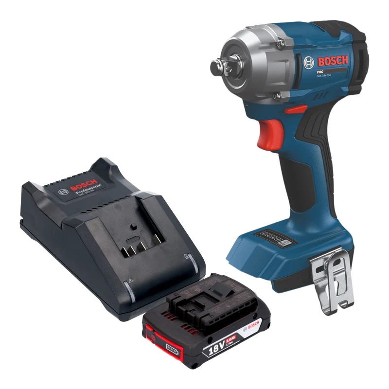 Bosch GDS 18V-350 Professional Akku Drehschlagschrauber 18 V 350 Nm 1/2" Brushless + 1x Akku 2,0 Ah + Ladegerät