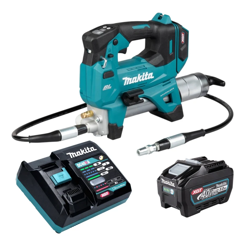 Makita GP 001 GT101 Akku Fettpresse 40 V max. 690 bar Brushless + 1x Akku 5,0 Ah + Ladegerät
