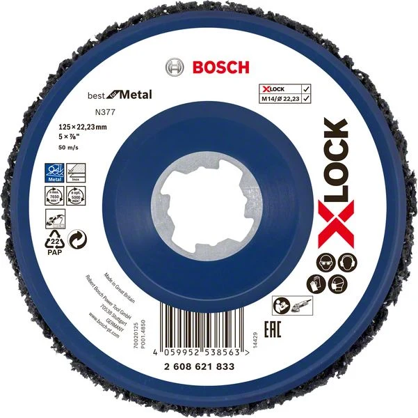 Bosch PRO X-Lock Multi Material N377 Reinigungsscheibe 125x22.23 mm (Reinigung von Metall, Holz und Kunststoff)