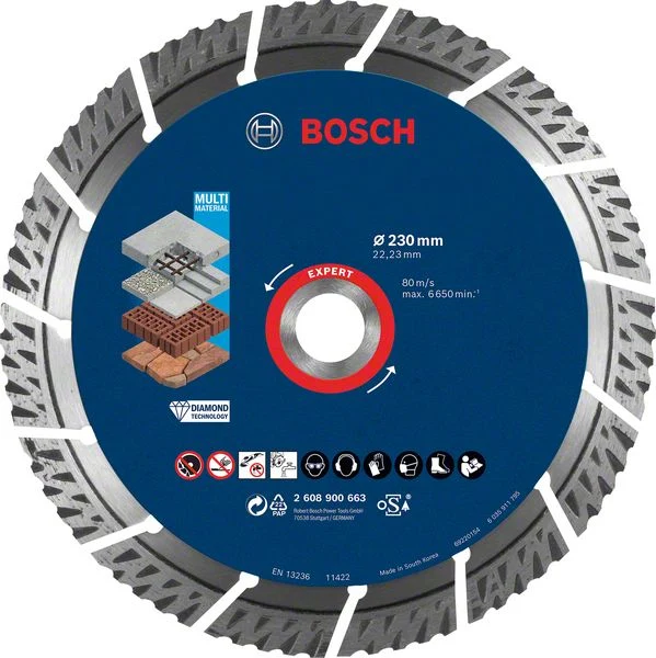 Bosch EXPERT MultiMaterial Diamanttrennscheiben, 230 x 22,23 x 2,4 x 15 mm