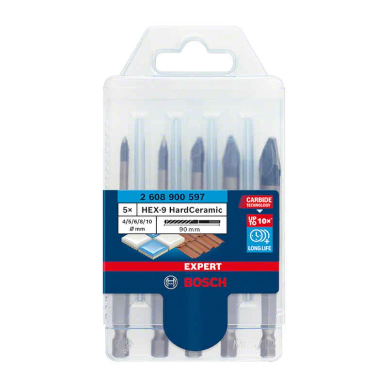 Bosch EXPERT HEX-9 HardCeramic Bohrer-Set, 4/5/6/8/10 mm, 5-tlg.